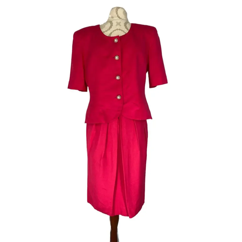 Christian Dior Vintage Business Career Office Work Minimalist Pink Suit Size 8